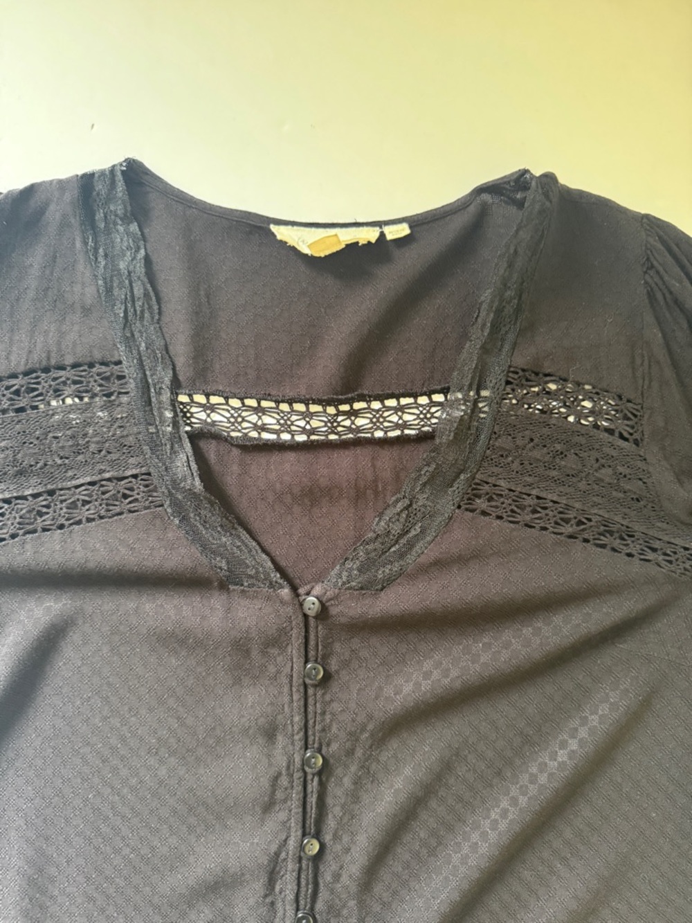 Anthropologie Forever That Girl Blouse Black Lace Swiss Dot Lightweight Sz M - Picture 10 of 14